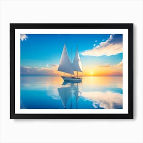 Sailboat At Sunset Art Print