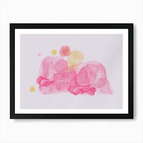 Abstract Ink Art in Pink and Yellow – Modern Fluid Design Poster