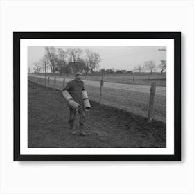 Tip Estes Carrying Tiles To Load On A Wagon, Fowler, Indiana By Russell Lee Art Print