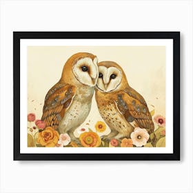 Floral Animal Illustration Owl 3 Art Print