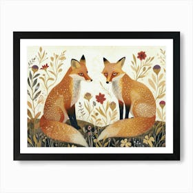 Floral Animal Illustration Fox 1 Art Print