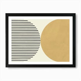 Mid-century Modern Half-circle Lines Abstract Geometric Gold Art Print