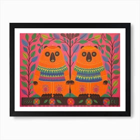 Wombat 2 Folk Style Animal Illustration Art Print