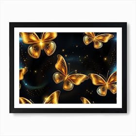 Golden Butterflies 23 Art Print