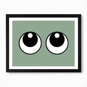 Making Eyes Up Sage Green Art Print