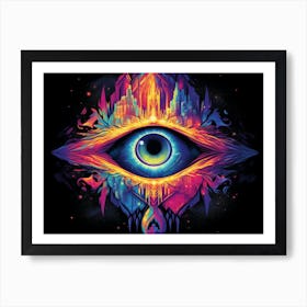 Eye of God, a radiant celestial orb surrounded by swirling cosmic energy in vibrant colors Art Print