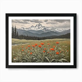 Early Indian Paintbrushes on the Mountain Side 3 1 Art Print