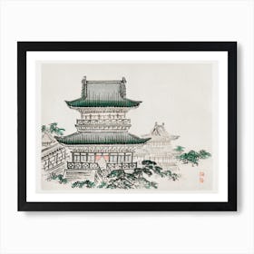 Japanese Architecture, Kōno Bairei Art Print