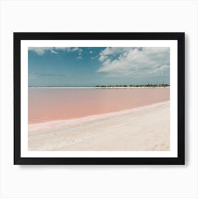 Pink Beach And White Sand Of Las Coloradas On Yucatán In Mexico Art Print