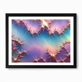 Abstract Fractal Art Featuring Intricate, Organic Shapes In Hues Of Pink, Blue, And Gold, Creating A Whimsical And Ethereal Composition 1 Art Print