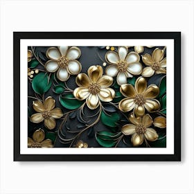 Gold Flowers 53 Poster