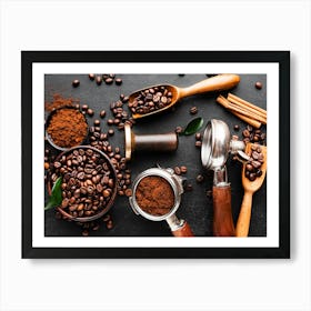 Coffee Beans And Spices— coffee poster, kitchen art print, kitchen wall decor, coffee quote, motivational poster 1 Art Print