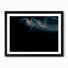 Glowing abstract curved blue and yellow lines 16 Art Print