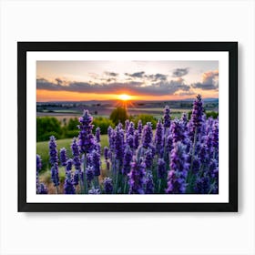 Sunset Over Lavender Fields Art Print