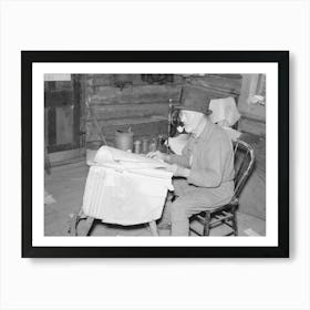 William Besson, Iron Ore Prospector, Examining Geological Survey Maps In His Cabin Near Winton, Minnesota By Russ Art Print