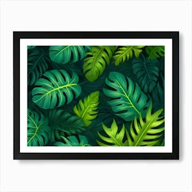 Seamless Tropical Leaves Pattern 1 Art Print