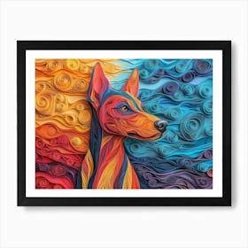 Pharoah Hound Paper Quilling Dog Portrait II Art Print