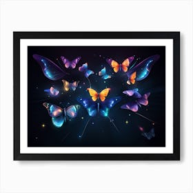 Butterflies In The Night Sky Art Print