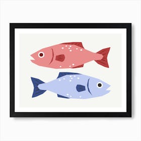 Two Fish Cute Illustration Art Print