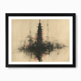 Calligraphic Wonders: Chinese Pagoda Art Print