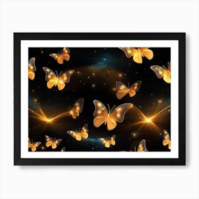 Golden Butterflies 9 Art Print