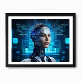 Abstract Cyber Concept Art Illustrating A Head With Neural Circuitry Resembling An Advanced Ai Syste (6) Art Print