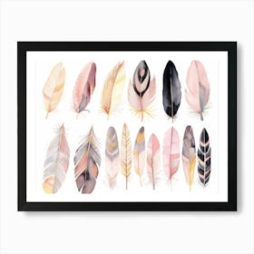 Watercolor Feathers 3 Art Print