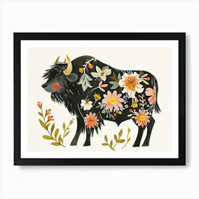 Little Floral Bison 2 Art Print