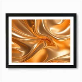 3d Illustration Of A Golden, Flowing Liquid, Creating A Wave Like Pattern With A Smooth And Silky Texture Art Print