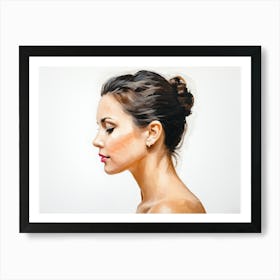 Side Profile Of Beautiful Woman Oil Painting 74 Art Print