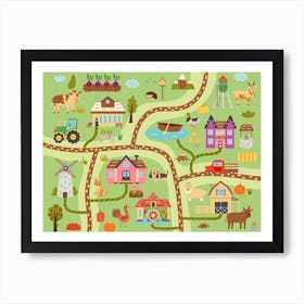 Rustic Map Farm Animal Ranch Affiche