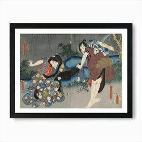 Näyttelijä Ichikawa Danjuro Viii Ja Ichikawa Kodanji Iv Näytelmässä Mimasu No Date Zome (Upea Näyttelijän Viitta), Art Print