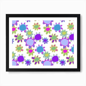 Flower Pattern Blues Art Print