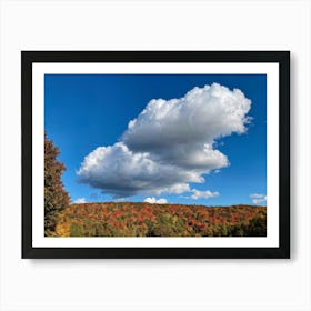 Cumulus Clouds Towering High Above A Serene Autumnal Landscape Sunlight Piercing Through Overcast S (5) Art Print