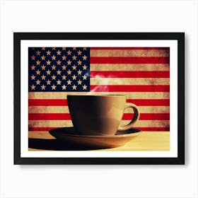 Coffee Cup With American Flag Art Print