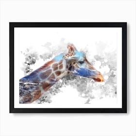 Giraffe Art Illustration In A Photomontage Style 02 Art Print