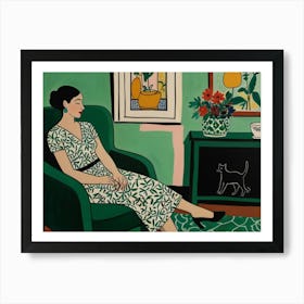 Woman In A Green Chair 1 Art Print