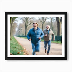 Two Older Men Jogging Art Print