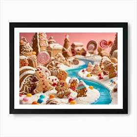 Festive Gingerbread Cookies Positioned As Companions Frosting Detailing To Bring Out A Friendly App Art Print