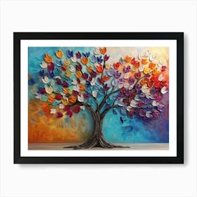 3d Abstract Tree Colorful Leaves 1 Affiche