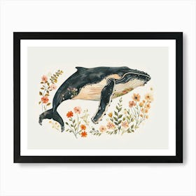 Little Floral Humpback Whale 4 Art Print