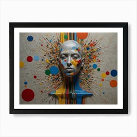 Paint Splash Face Statue Abstract Art Print