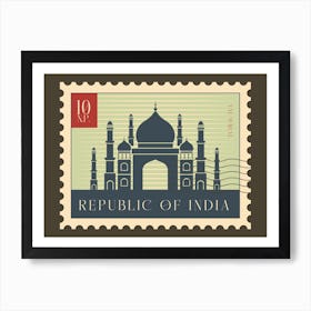 Taj Mahal Postage Stamp Of India Travel Art Print