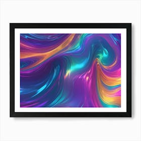 Abstract, Swirling, Colorful Patterns Resembling Liquid Or Paint In Shades Of Purple, Blue, Orange, And Yellow Art Print