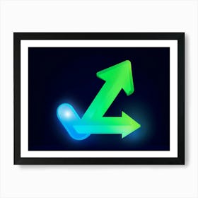 Arrow Up Icon Glowing With A Holographic Effect To Symbolize Progress And Ascendancy Paired With An 2 1 Art Print