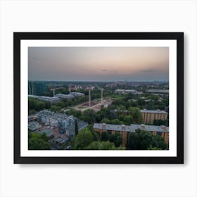 Sunset City Skyline Cityscape Milano, San Donato Art Print