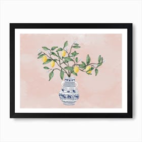 Lemon Tree In Chinese Vase Art Print