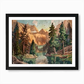 Retro Mountains Illustration 9 Art Print