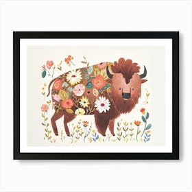 Little Floral Bison 3 Art Print