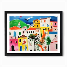 Naples Italy Cute Watercolour Illustration 3 Art Print